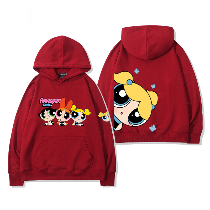 飛天小女警 2024秋冬新款親子情侶裝薄絨款連帽衛衣