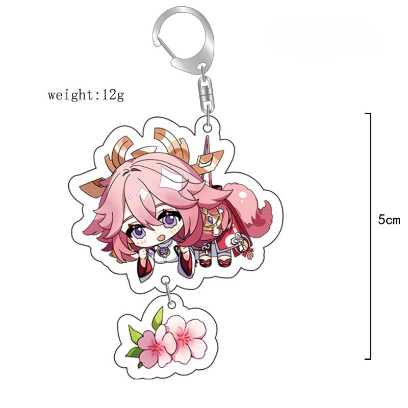 原神八重神子魈可莉刻晴亞克力萬葉熒七七鍾離亞力克鑰匙扣掛飾【單買三件起送】