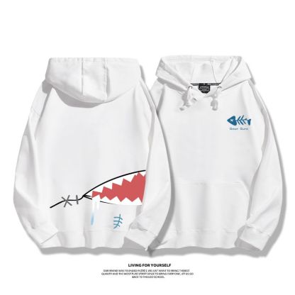 Gawr Gura聯名衛衣2023秋冬新款親子情侶裝薄絨款連帽衛衣