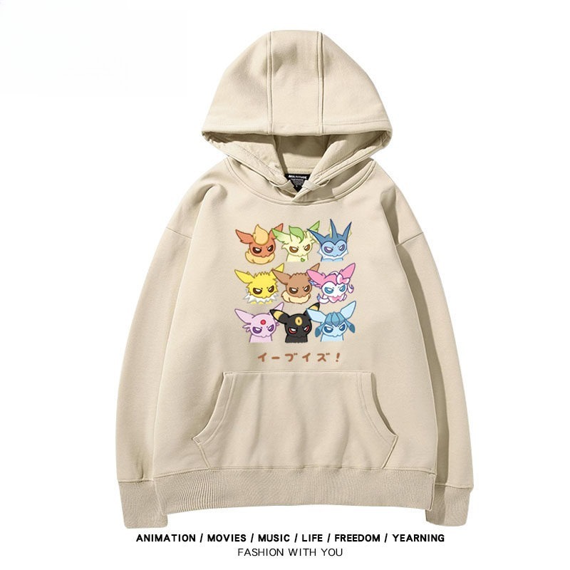 寶可夢伊布家族 聯名衛衣秋冬新款親子情侶裝連帽衛衣