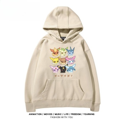 寶可夢伊布家族 聯名衛衣秋冬新款親子情侶裝連帽衛衣