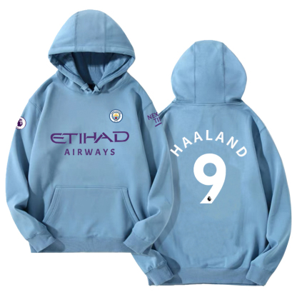 24-25賽季曼城主場球衣17號德布勞內9號哈蘭德 足球球迷 寬鬆百搭 秋冬款 寬鬆連帽衛衣