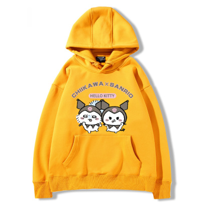 chiikawa吉伊卡哇聯名三麗歐 2024秋冬新款親子情侶裝薄絨款連帽衛衣