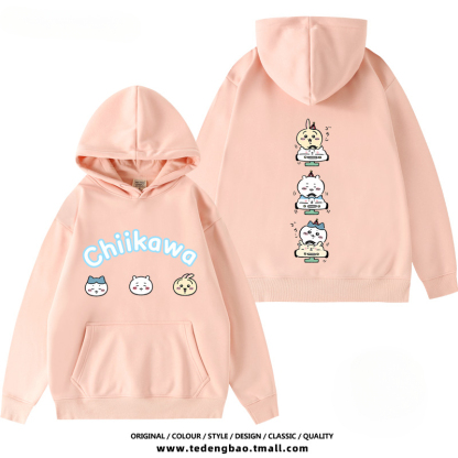 chiikawa 聯名衛衣2024秋冬新款親子情侶裝薄絨款連帽衛衣
