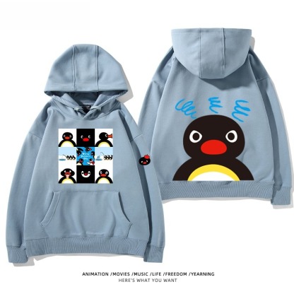 企鵝Pingu 秋冬新款 親子情侶男女連帽衛衣