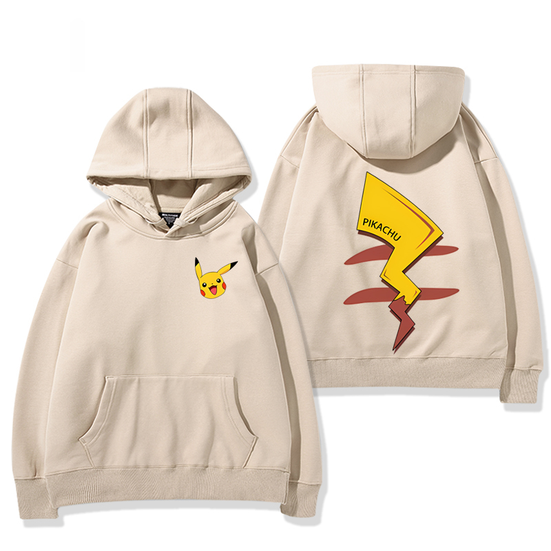 寶可夢 2024秋冬新款親子情侶裝薄絨款連帽衛衣