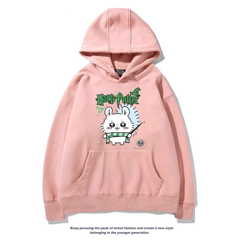 Chiikawa聯名衛衣2024秋冬新款親子情侶裝薄絨款連帽衛衣