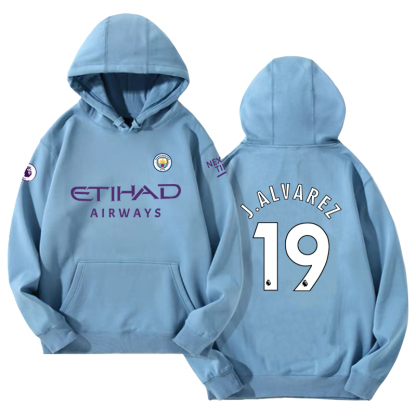 24-25賽季曼城主場球衣17號德布勞內9號哈蘭德 足球球迷 寬鬆百搭 秋冬款 寬鬆連帽衛衣