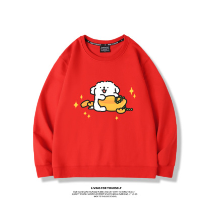 線條小狗2023親子情侶裝 圓領長袖