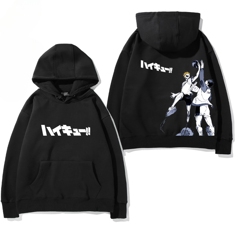 排球少年聯名衛衣2024秋冬新款親子情侶裝薄絨款連帽衛衣