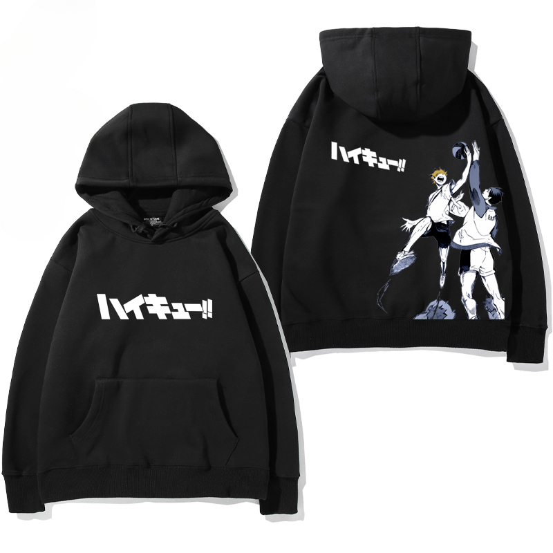 排球少年聯名衛衣2024秋冬新款親子情侶裝薄絨款連帽衛衣