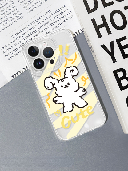 蘋果 系列線條小狗 彩色透明防摔軟殼