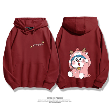 Q版龍年叮噹貓聯名衛衣2024秋冬新款親子情侶裝薄絨款連帽衛衣