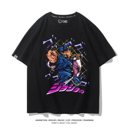 JOJO的奇妙冒險飆馬野郎周邊 男女同款親子情侶 印花短袖T恤