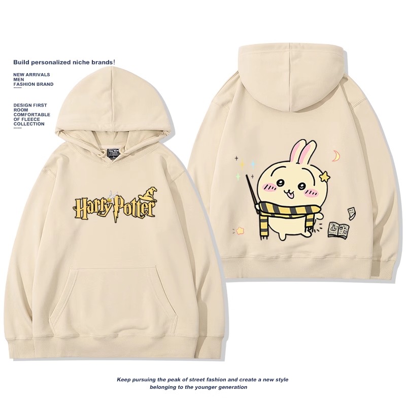 Chiikawa聯名衛衣2024秋冬新款親子情侶裝薄絨款連帽衛衣