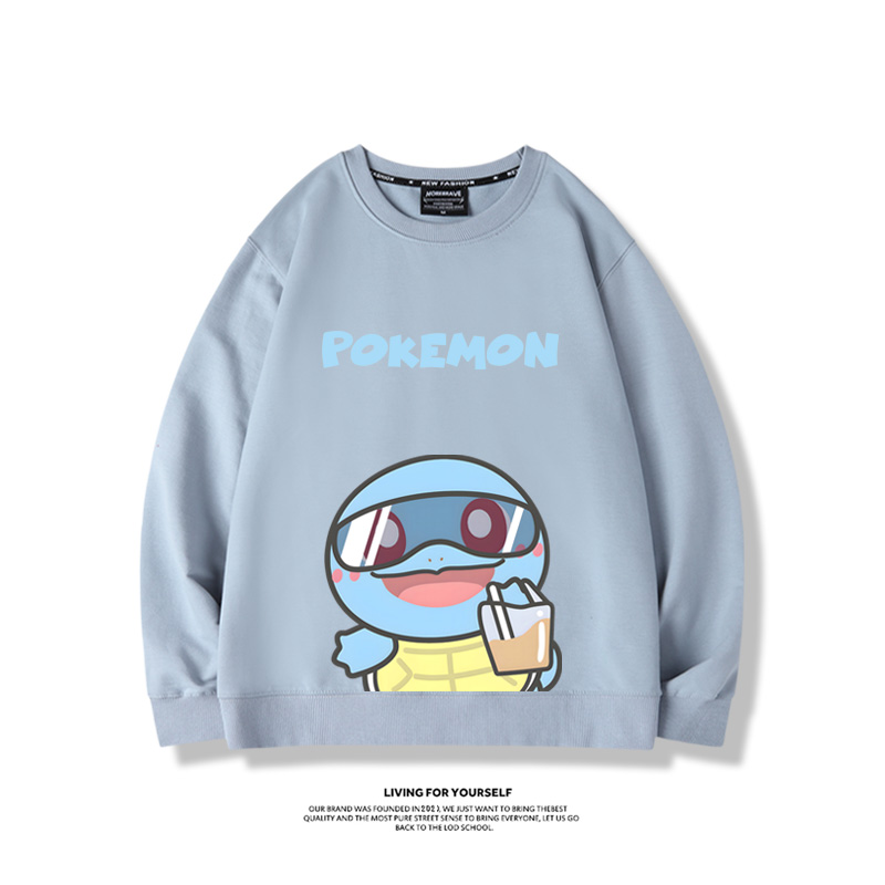 寶可夢喝奶茶2024親子情侶裝 圓領長袖