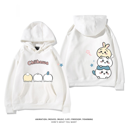 chiikawa 2024秋冬新款親子情侶裝薄絨款連帽衛衣