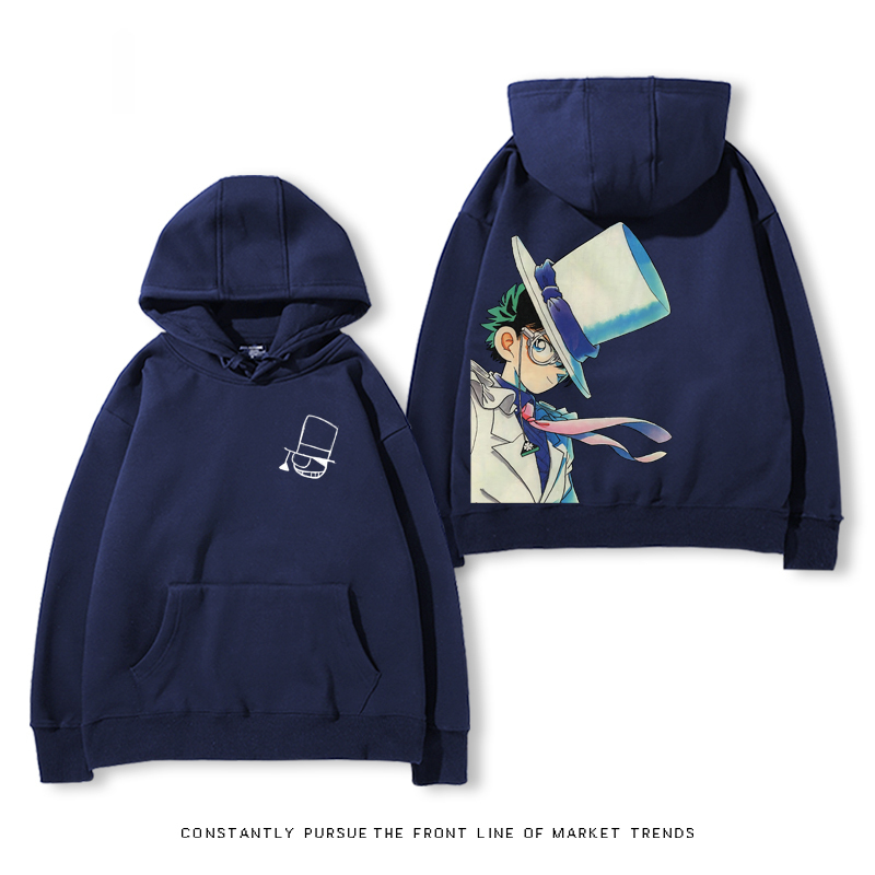 名偵探柯南聯名衛衣2024秋冬新款親子情侶裝薄絨款連帽衛衣