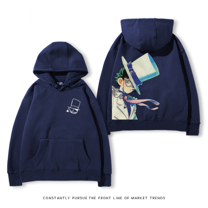 名偵探柯南聯名衛衣2024秋冬新款親子情侶裝薄絨款連帽衛衣