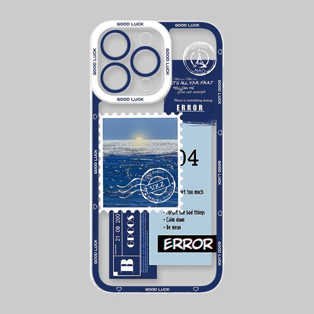 郵票風景天使眼透明防摔軟殼