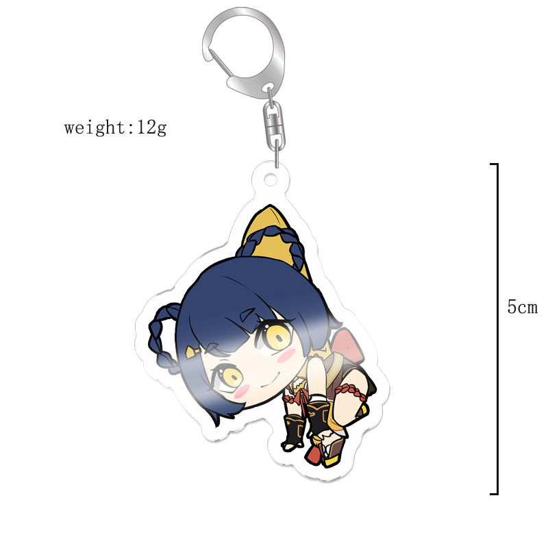 原神八重神子魈可莉刻晴亞克力萬葉熒七七鍾離亞力克鑰匙扣掛飾【單買三件起送】