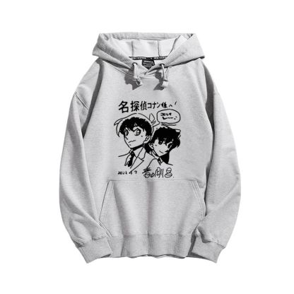 名偵探柯南聯名衛衣2024秋冬新款親子情侶裝薄絨款連帽衛衣