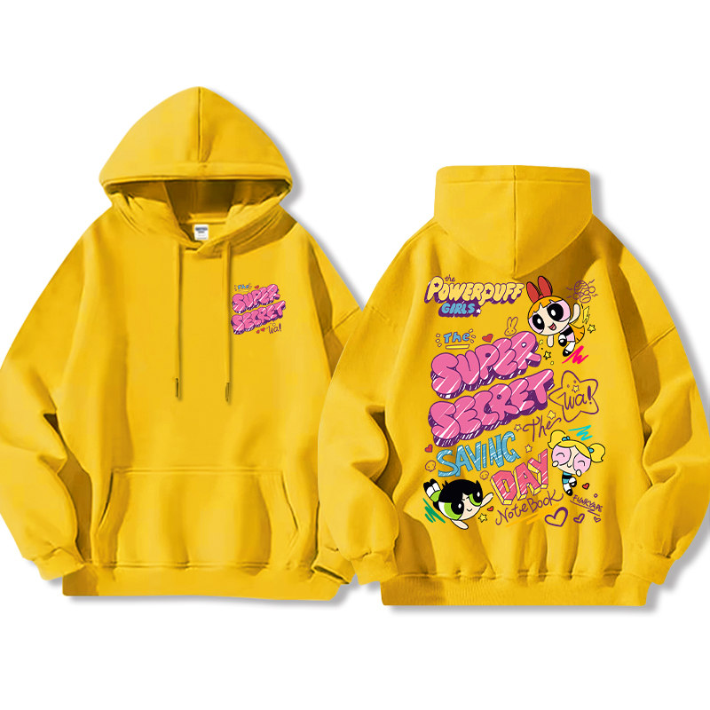 飛天小女警聯名衛衣女衛衣2024秋冬新款親子情侶裝薄絨款連帽衛衣