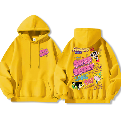 飛天小女警聯名衛衣女衛衣2024秋冬新款親子情侶裝薄絨款連帽衛衣