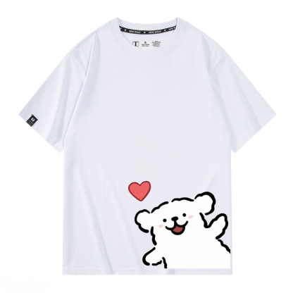 線條小狗 2024親子情侶男女同款 純棉T恤