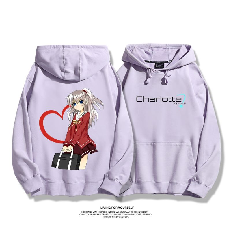 Charlotte聯名衛衣2024秋冬新款親子情侶裝薄絨款連帽衛衣