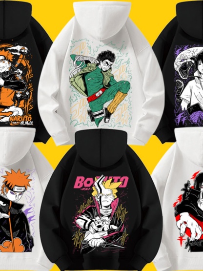 火影忍者 2024秋冬新款親子情侶裝薄絨款連帽衛衣