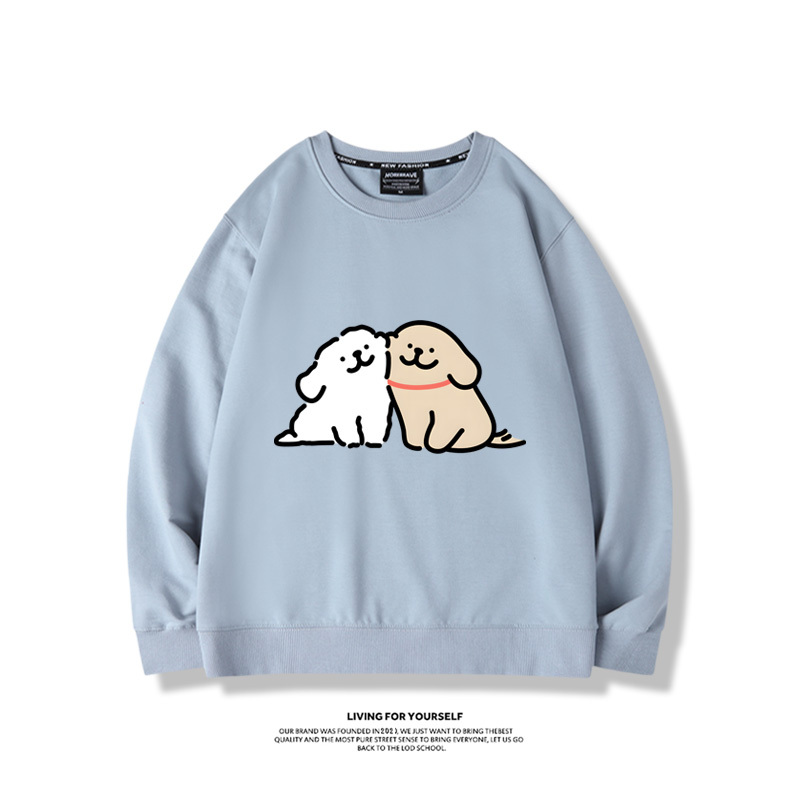 線條小狗2023親子情侶裝 圓領長袖