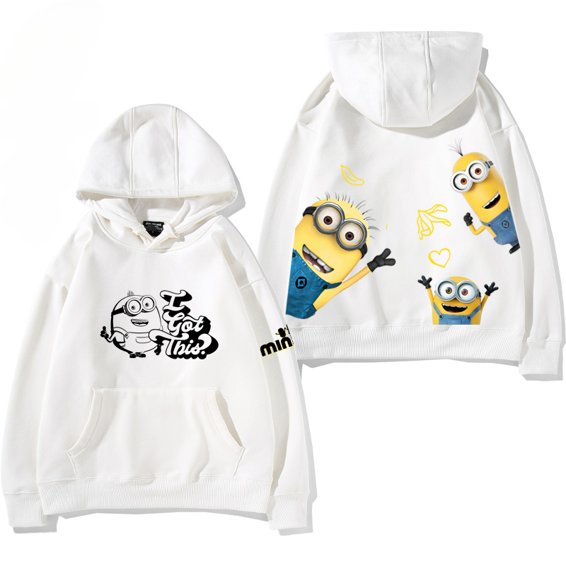 小黃人 聯名衛衣2024秋冬新款親子情侶裝薄絨款連帽衛衣