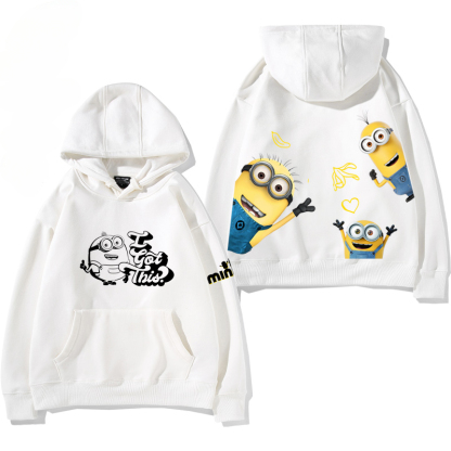 小黃人 聯名衛衣2024秋冬新款親子情侶裝薄絨款連帽衛衣