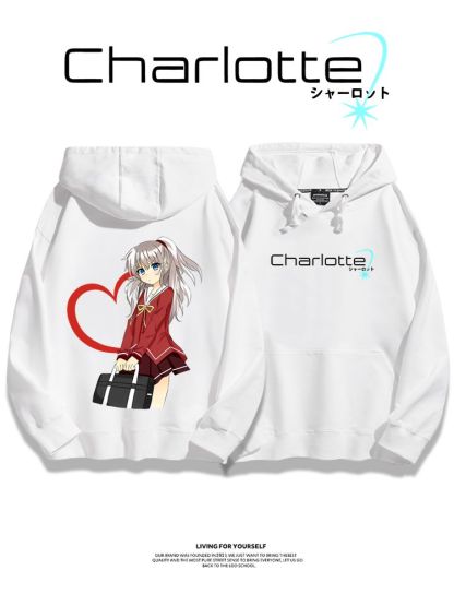 Charlotte聯名衛衣2024秋冬新款親子情侶裝薄絨款連帽衛衣