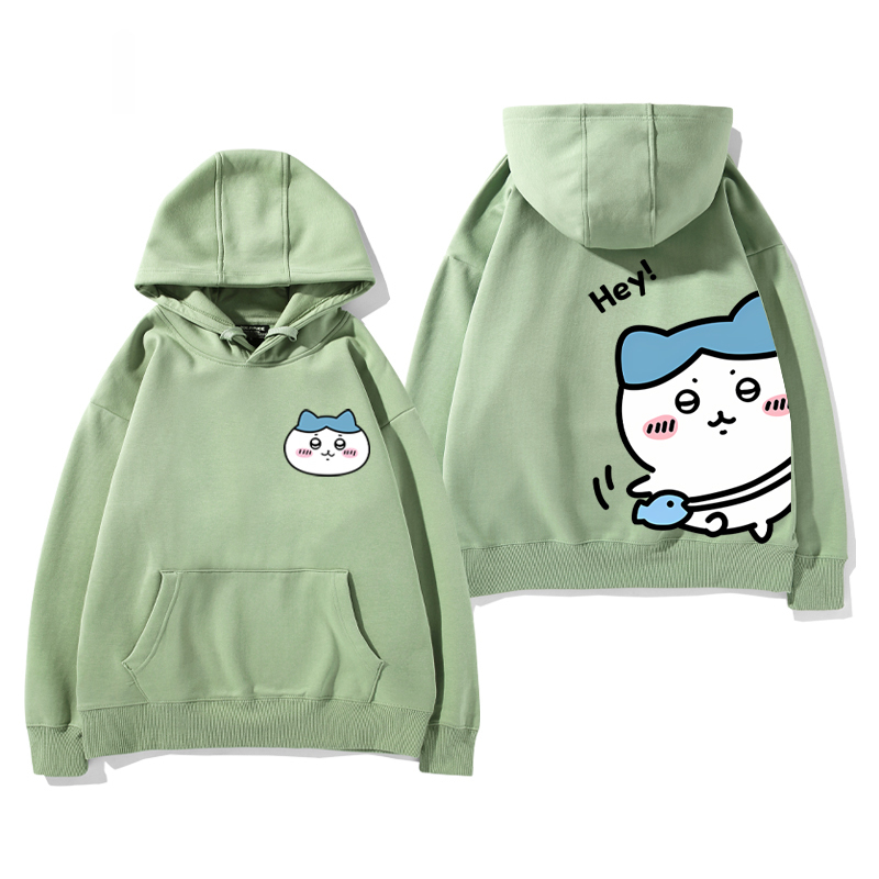 Chiikawa聯名衛衣2024秋冬新款親子情侶裝薄絨款連帽衛衣