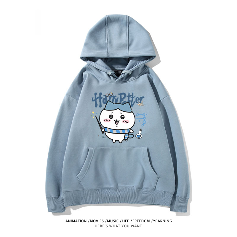 Chiikawa聯名衛衣2024秋冬新款親子情侶裝薄絨款連帽衛衣