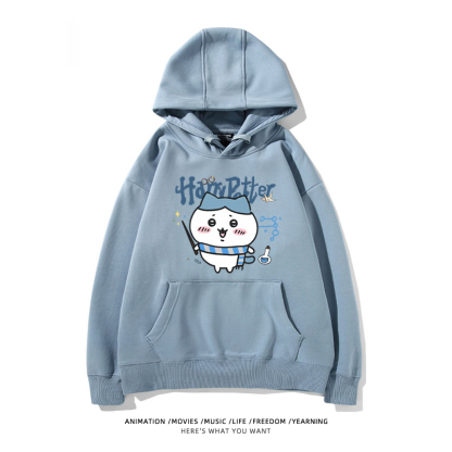 Chiikawa聯名衛衣2024秋冬新款親子情侶裝薄絨款連帽衛衣