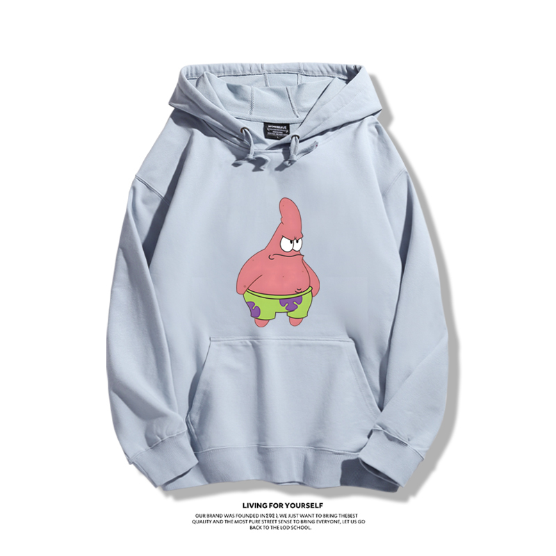 派大星聯名衛衣2024秋冬新款親子情侶裝薄絨款連帽衛衣