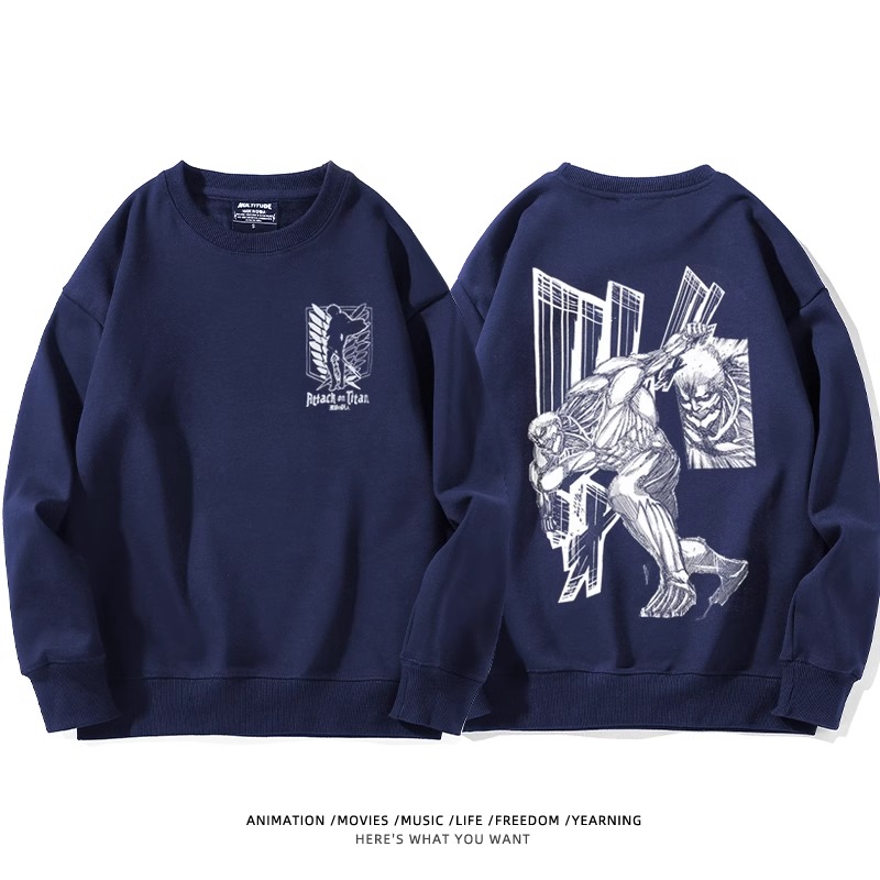 進擊的巨人 聯名衛衣2024秋冬新款親子情侶裝薄絨款連帽衛衣