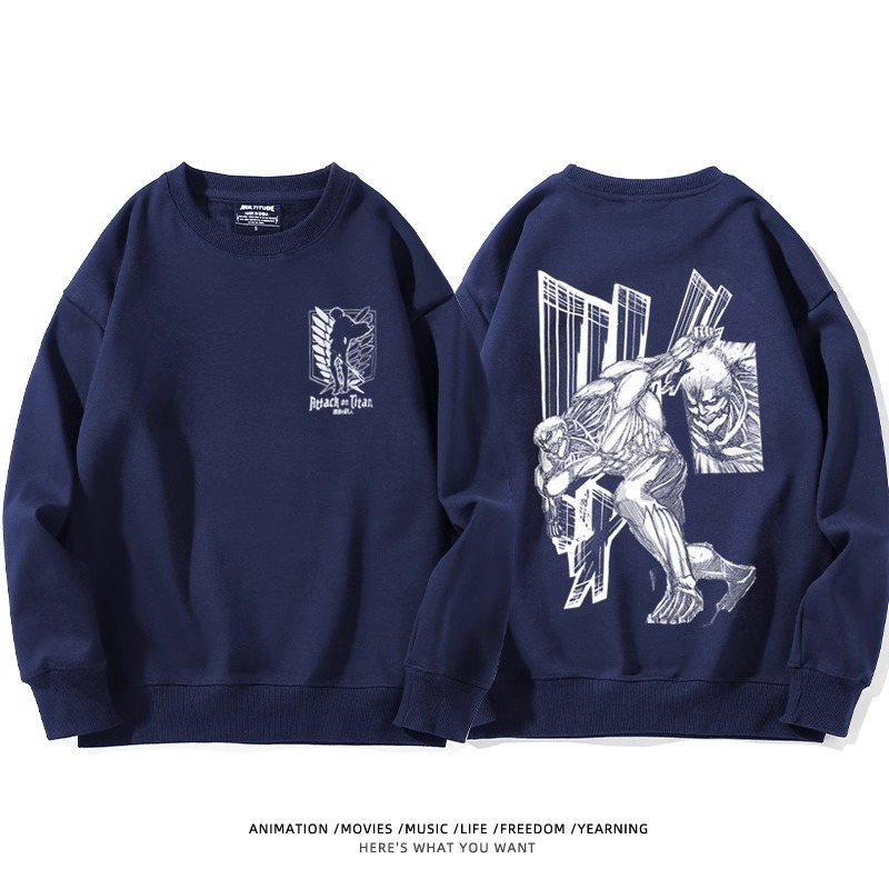 進擊的巨人 聯名衛衣2024秋冬新款親子情侶裝薄絨款連帽衛衣