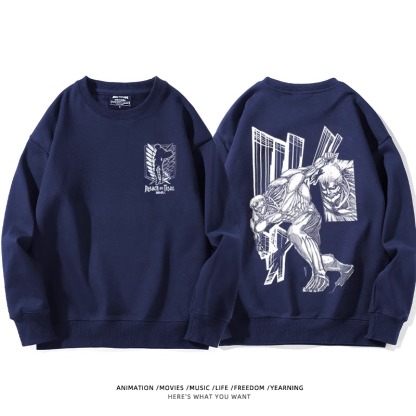 進擊的巨人 聯名衛衣2024秋冬新款親子情侶裝薄絨款連帽衛衣