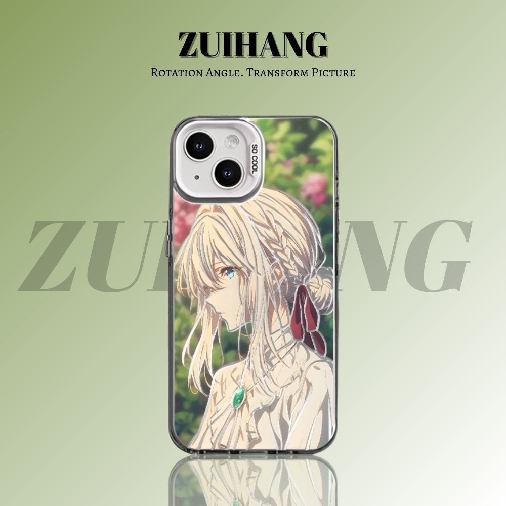 紫羅蘭永恆花園彩銀線條漸變防摔手機殼