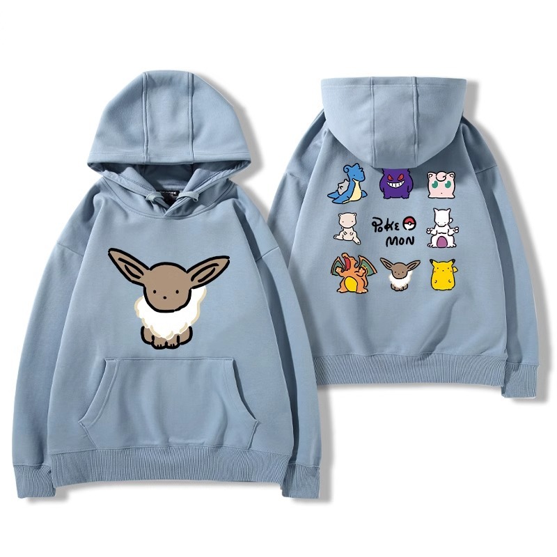 寶可夢聯名衛衣2024秋冬新款親子情侶裝薄絨款連帽衛衣