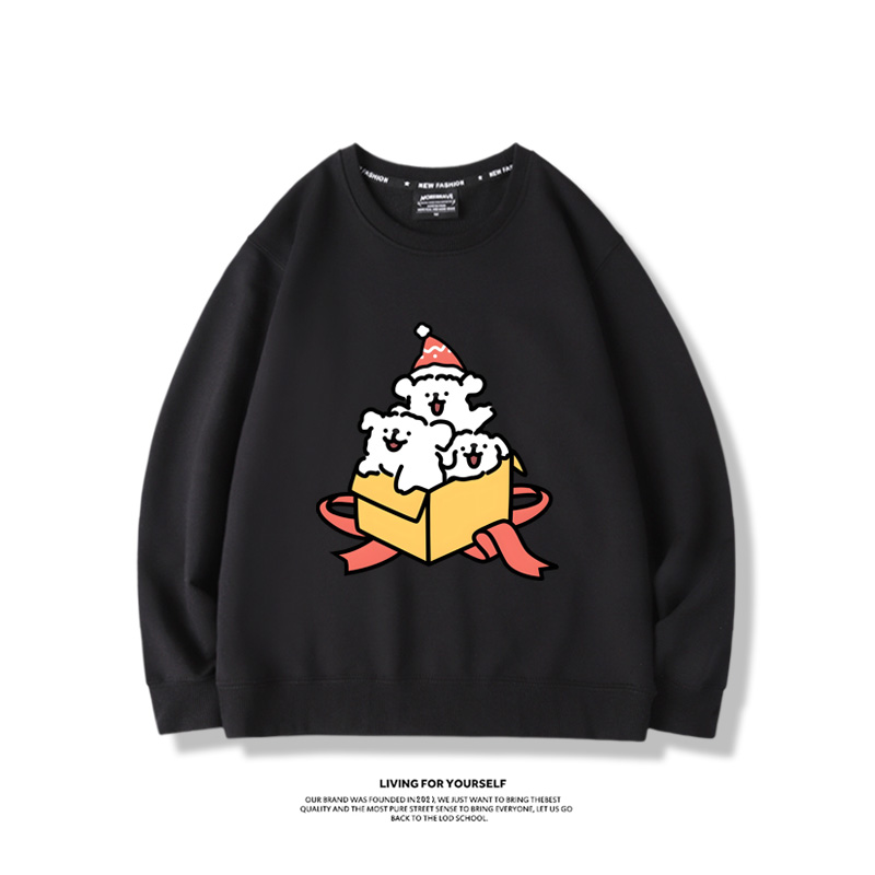 線條小狗聯名聖誕2023親子情侶裝 圓領長袖