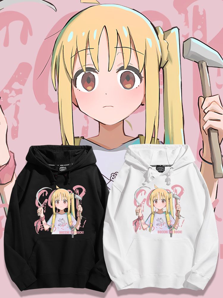 孤獨搖滾聯名衛衣2024秋冬新款親子情侶裝薄絨款連帽衛衣