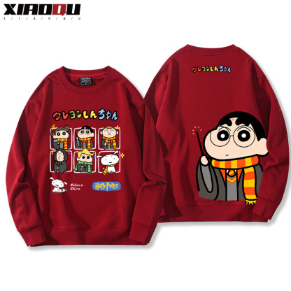 蠟筆小新聯名西遊記哈利波特玩具總動員小葵巴斯光年赫敏 2024親子情侶裝 圓領長袖