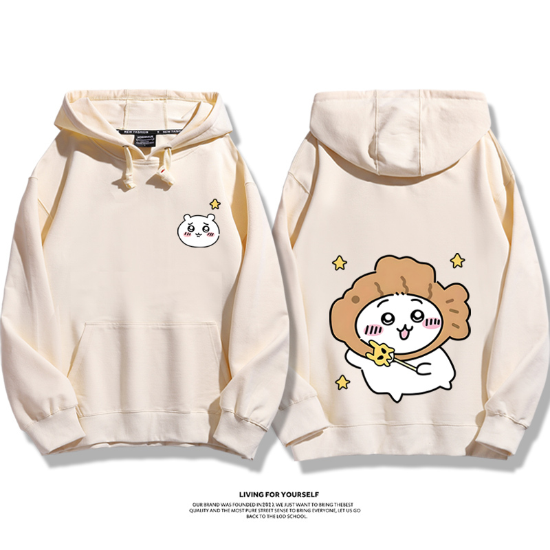 Chiikawa聯名衛衣2024秋冬新款親子情侶裝薄絨款連帽衛衣