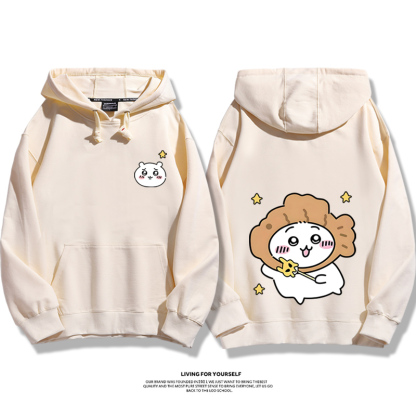 Chiikawa聯名衛衣2024秋冬新款親子情侶裝薄絨款連帽衛衣