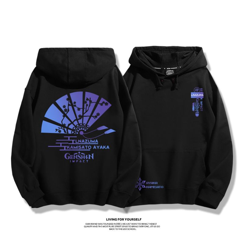 原神聯名衛衣2023秋冬新款親子情侶裝薄絨款連帽衛衣